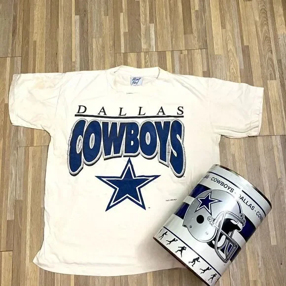 NFL Dallas Cowboy vintage t shirt single stitched vintage tin bucket man cave - Picture 12 of 16